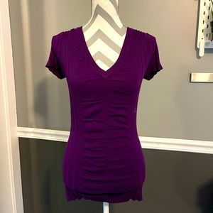 Purple vneck Sweater Short Sleeve Top